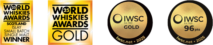 World Whiskies Awards 2025 Islay Small Batch Single Malt Winner and Gold, IWSC 2025 Gold and 96 points